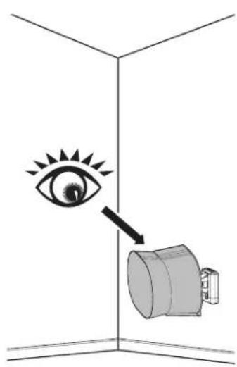 Diagram showing an eye interacting with a camera, with a magnified view of the camera and a label pointing to the eye.