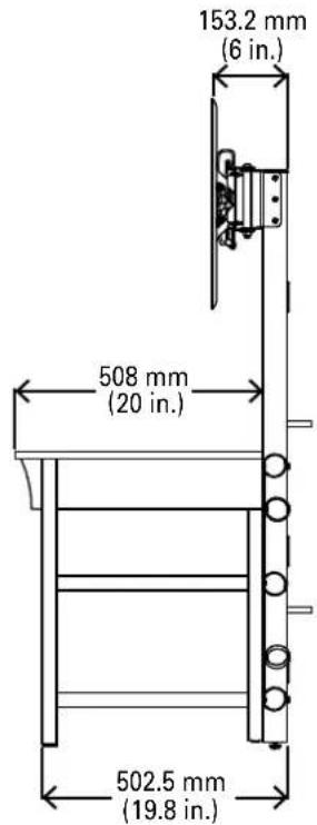 153.2 mm (6 in.) 508 mm (20 in.) 502.5 mm (19.8 in.)