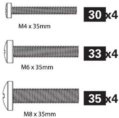 M4 x 35mm 30 x4 M6 x 35mm 33 x4 M8 x 35mm 35 x4