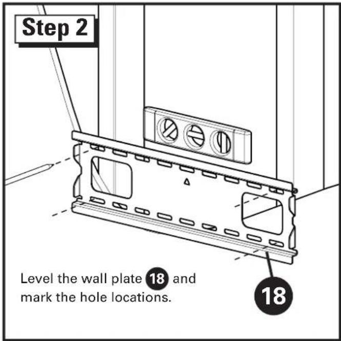 Step 2 Level the wall plate 18 and mark the hole locations. 18
