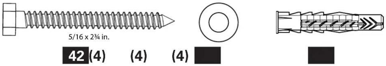 5/16 x 2¾ in. 42 (4) (4) (4)