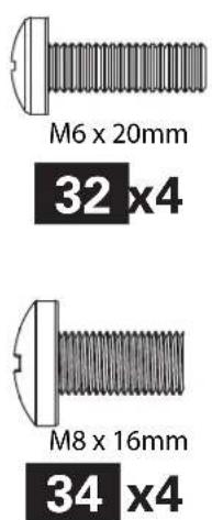 M6 x 20mm 32 x4 M8 x 16mm 34 x4