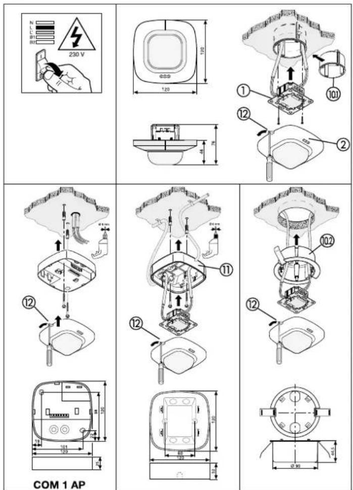 230 V 120 46 ① ⑫ ② COM 1 AP