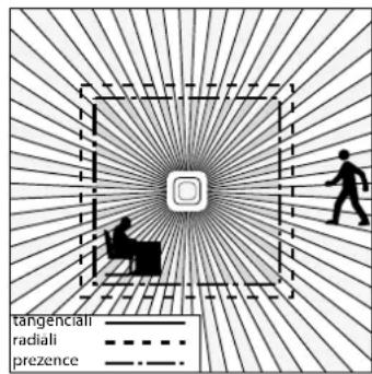 tangencialii radiali prezence