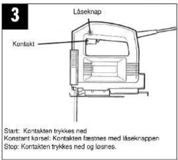 3 Låseknap Kontakt Start: Kontakten trykkes ned Konstant kørsel: Kontakten fastnes med läseknappen Stop: Kontakten trykkes ned og losnes.