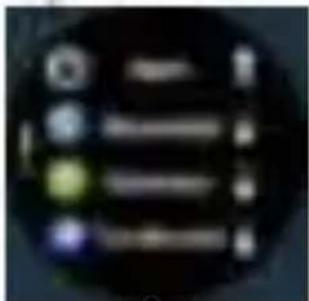 Blurred screenshot of a device control panel with icons and text labels