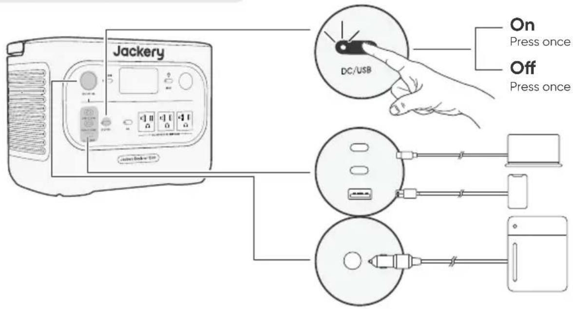 Jackery Explorer 1500 - DC 12V/USB OUTPUT ON/OFF - 1