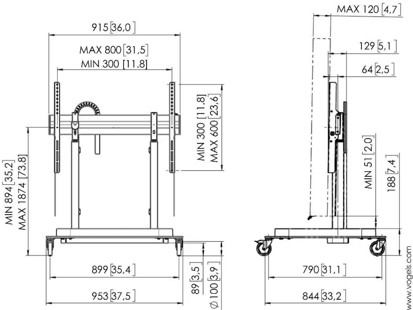 OPTOMA RISE 5308 - RISE 5208 Motorized display lift trolley 80 mm/s - 1