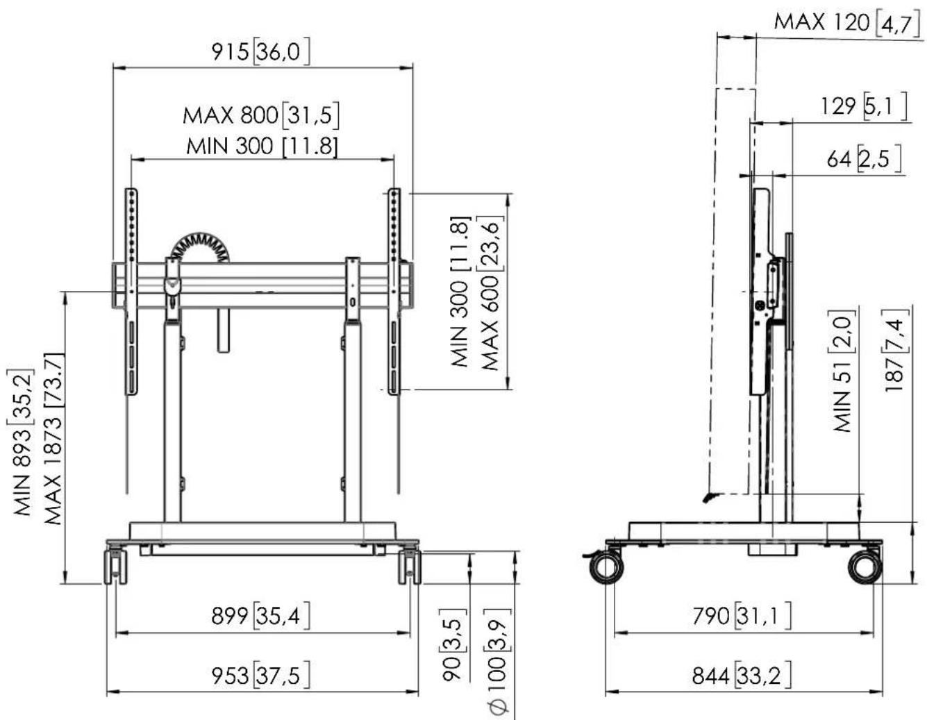 OPTOMA RISE 5308 - RISE 5308 Motorized display lift trolley 80mm/s - 1
