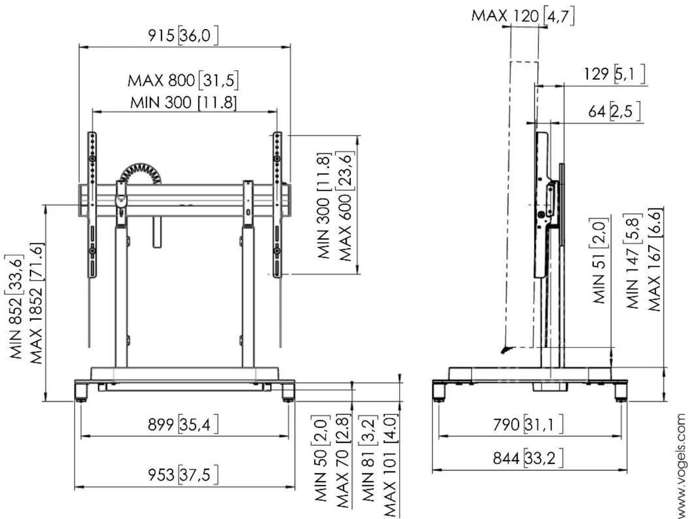 OPTOMA RISE 5308 - RISE 5105 Motorized display lift floor stand 50 mm/s - 1