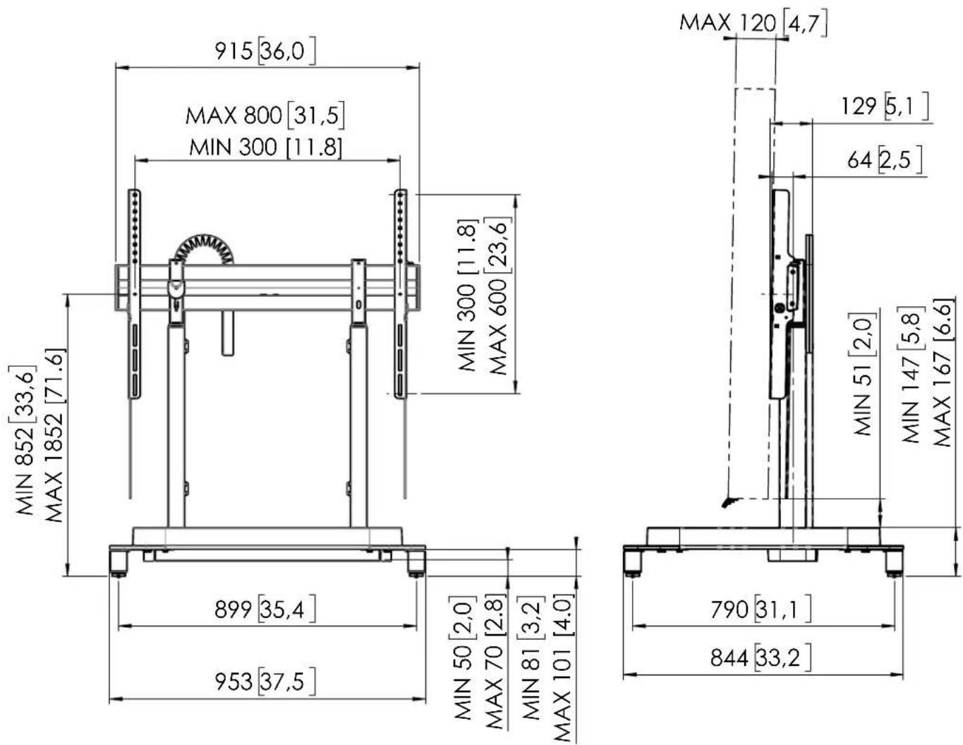 OPTOMA RISE 5308 - RISE 5108 Motorized display lift floor stand 80mm/s - 1