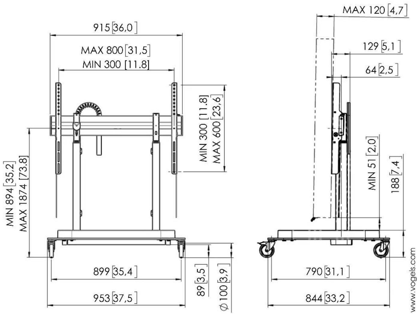 OPTOMA RISE 5308 - RISE 5205 Motorized display lift trolley 50 mm/s - 1