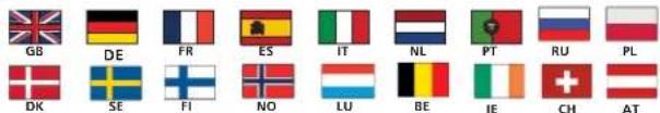 GB DE FR ES IT NL PT RU PL DK SE FI NO LU BE IE CH AT