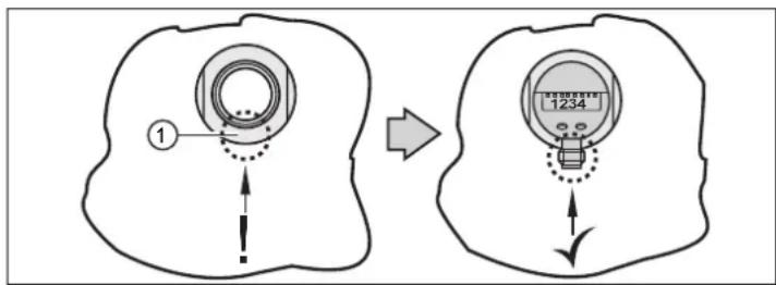 IFM E30528 - Orientation du raccord / et de l'orifice de fuite - 1