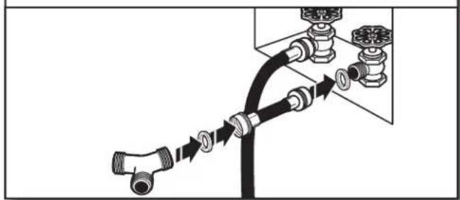 WHIRLPOOL WGD8127LC - Sujete la manguera corta y el conector en "Y". - 1