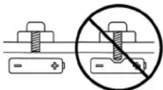 Diagram showing two types of screw fasteners with a prohibition symbol indicating no friction or weight loss.