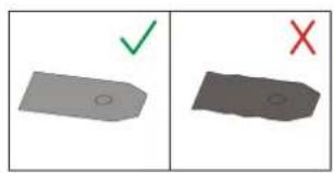 Two labeled gray shapes with checkmark and X marks, likely indicating selection or confirmation steps.