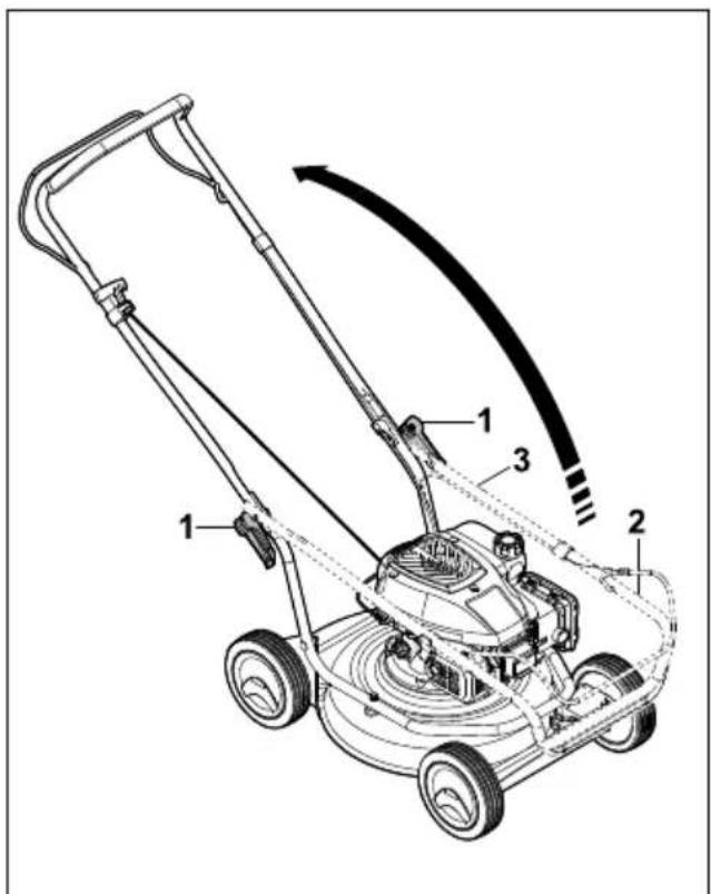 STIHL RM 2 RC - Työntöaisan auki taittaminen - 1