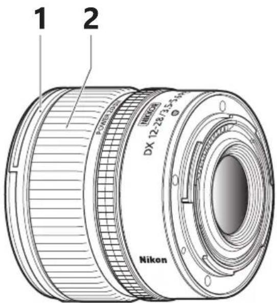 NIKON NIKKOR Z DX 12-28mm f/3.5-5.6 PZ VR - Descriptif de l'objectif : noms et fonctions - 1