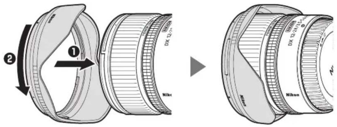 NIKON NIKKOR Z DX 12-28mm f/3.5-5.6 PZ VR - Fixation et retrait des parasoleils (en option) - 2