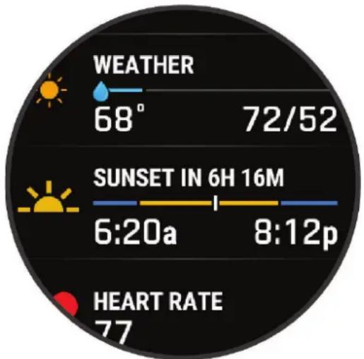 GARMIN Approach S70 - Affichage de la série de résumés de widget - 1