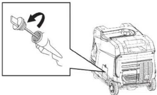 Diagram showing a tool interacting with a car engine, with an inset illustrating the process.