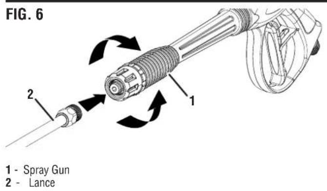 WESTINGHOUSE WPX3600 - CONNECTING THE HIGH PRESSURE HOSE TO THE SPRAY GUN - 1