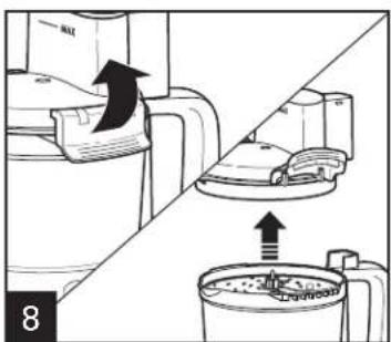Diagram illustrating a kitchen appliance cooling process with directional arrows and labeled parts