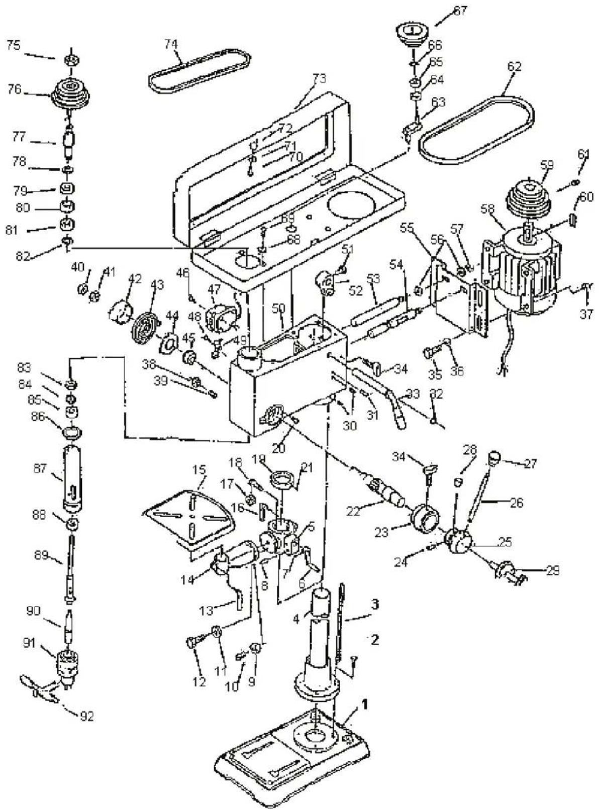 Güde GSB 20/12 R - Dessin explosé - 1