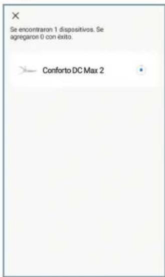 Se encontraron 1 dispositivos. Se agregaron 0 con éxito. Conforto DC Max 2