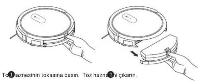 To1 haznesinin tokasına basın. Toz hazne3 ni çıkarın.