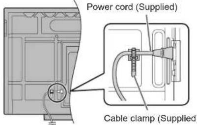 Power cord (Supplied) Cable clamp (Supplied)