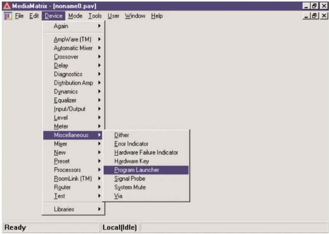 MediaMatrix PageMatrix - |5.2 Utilisation du lanceur de programme MediaMatrix - 1