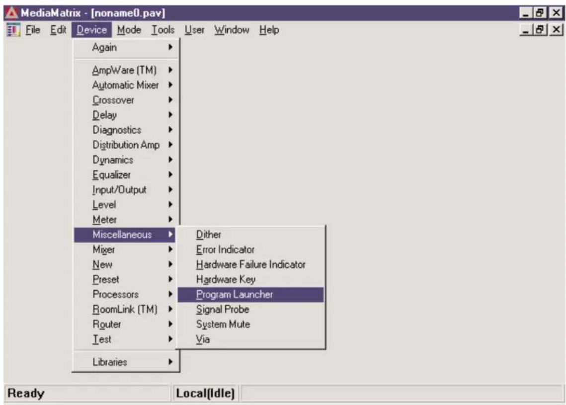MediaMatrix PageMatrix - Utilización del MediaMatrix Program Launcher (iniciador de programas del sistema MediaMatrix) - 1