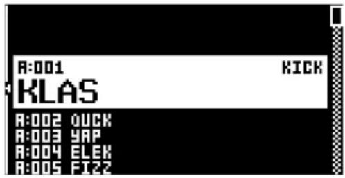 A:001 KLAS KICK A:002 QUICK A:003 YAP A:004 ELEK A:005 FIZZ