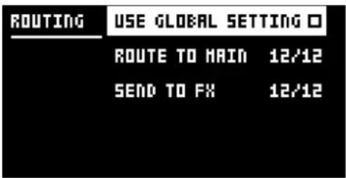 ROUTING USE GLOBAL SETTING O ROUTE TO MAIN 12/12 SEND TO FX 12/12