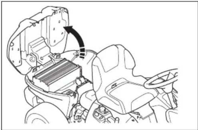HUSQVARNA R 200iX - Het accudeksel openen en sluiten - 3