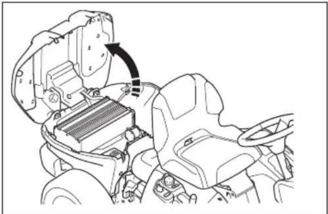 HUSQVARNA R 200iX - Pour ouvrir et fermer le capot de la batterie - 3
