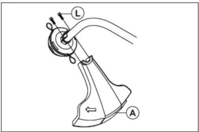 HUSQVARNA 321RJ - Cómo instalar el protector de corte y el cabezal de corte (321C) - 1