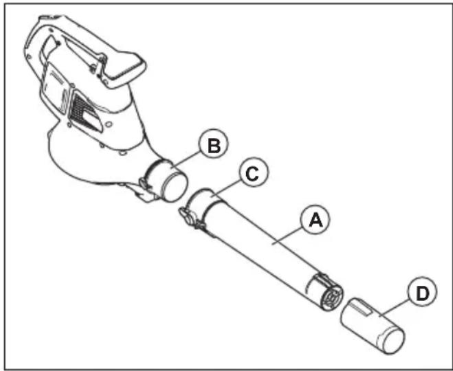 HUSQVARNA 120iBV - Montar o tubo do soprador - 1