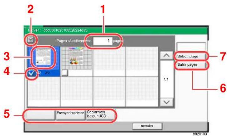 2 1 F:\liner : doc00\1820160526224855 Pages sélectionness: 1 pages 3 4 1/2 2/2 Select. plage Saisir pages 7 1/1 6 5 Envoyerlmprimer Copier vors Isletour USB Annuler 5020103