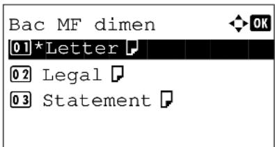 OLIVETTI d-Color MF2603en - Spécification du format de papier et du type de support pour le bac MF - 7