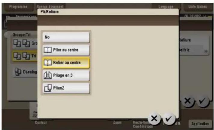 Programme Avec document Pli/Reliure Language Liste inches Groupe/Tri Groupe/Tri Groupe/Tri Décalag No Plier au centre Relier au centre Pliage en 3 PlienZ Coulier Zoom Recto-Vertes Combinimize Application