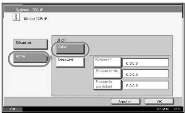 OLIVETTI d-Copia 400MF - Configuration TCP/IP (avec adresse DHCP) - 2