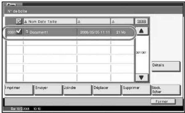 OLIVETTI d-Copia 400MF - Dans la liste, cocher la case à côté du document à envoyer. Le document sélectionné est signalé par une coche dans la case à cocher. - 1