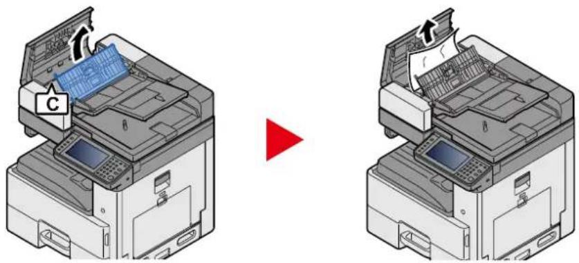 OLIVETTI d-Copia 255MF - Ouvrir l'unité de returnement C retirer le papier coince. - 1