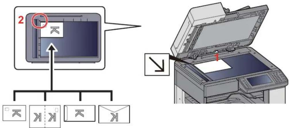 OLIVETTI d-Copia 255MF - Lors du placement des enveloppès ou cartes sur la glace d'exposition - 1