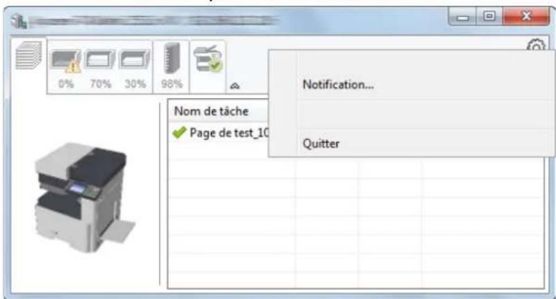 OLIVETTI d-Copia 255MF - Menu contextuel de Status Monitor - 1