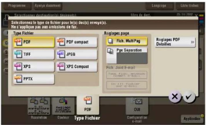 Programme Aparay document Language Liste trichos Selectioner destination(s) désirées! Libre de dept. 29.01.2007 Sélectionnez le type de fichier pour le(s) doc(s) envoy(s). Ne s'applique pas aux émissions de fax. Type Fichier PDF PDF compact TIFF JPEG XPS XPS Compact PPTX Réglages page Fich. MultiPag Pge Séparation Fich. Joint E-mail Tues: 415, 163800000000000000000000000000000000000000000000000000000000000000000000000000000000 Réglages PDF Détailles Récolution Couleur Type Fichier OUI Configuration e-mail Applications