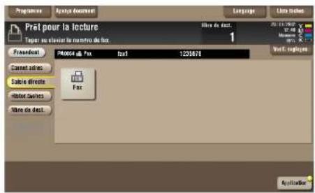 Prat pour la lecture Taper au éclavier le numéro de loc 1 Pratérent Pratout à Fax Fax 1235678 Fax Application